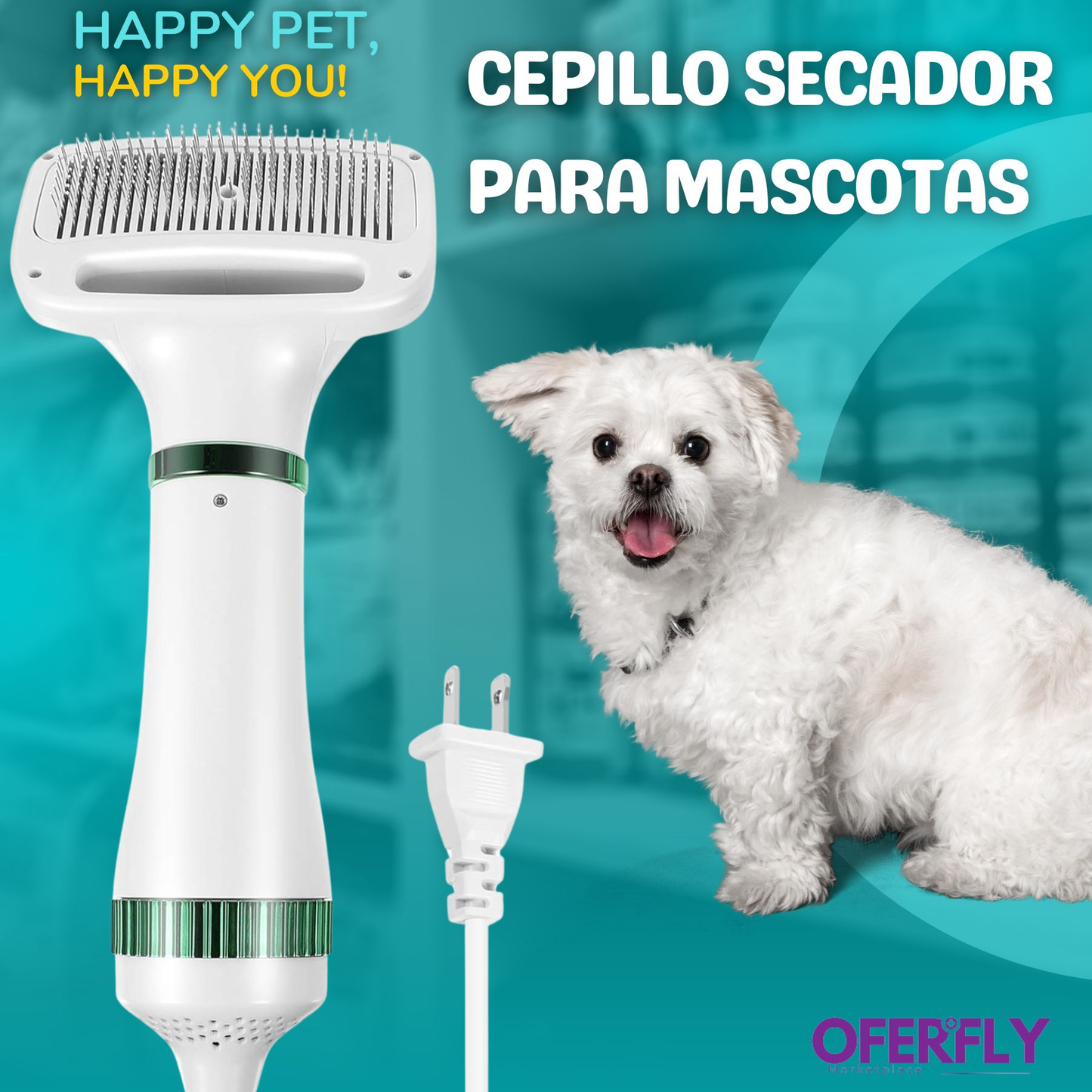 Secador Cepillo Pelo Mascotas 2 En 1